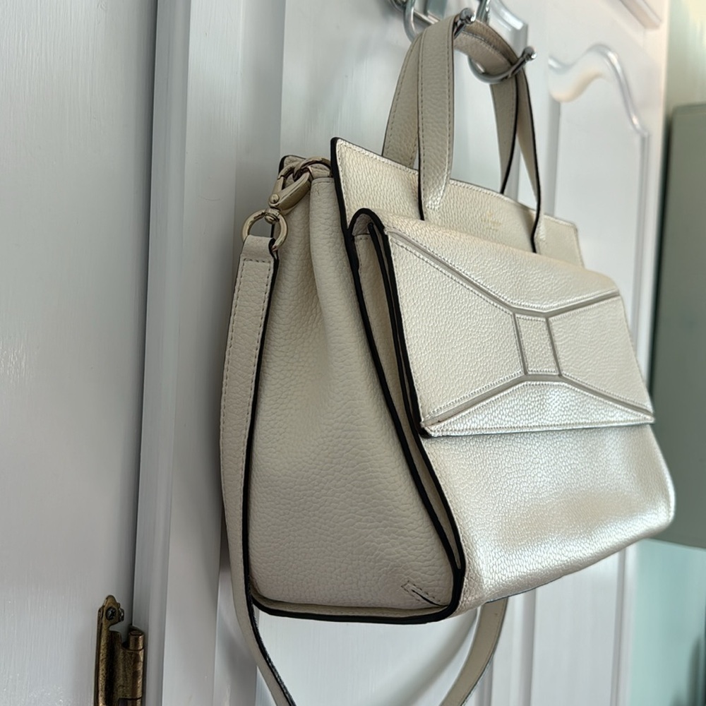KATE SPADE ♠️ Leather Chantal Bridge Place Cream White Bow Satchel Shoulder Bag - Picture 6 of 13